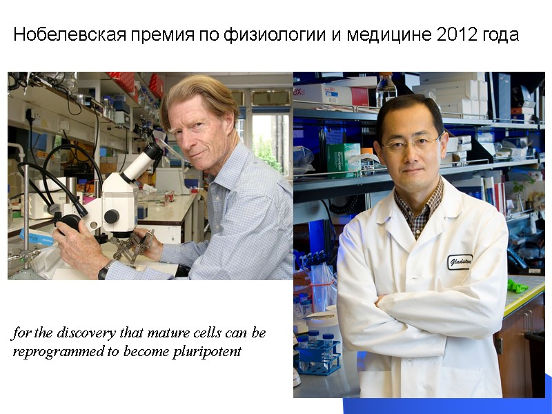 for the discovery that mature cells can be reprogrammed to become pluripotent Нобелевская премия